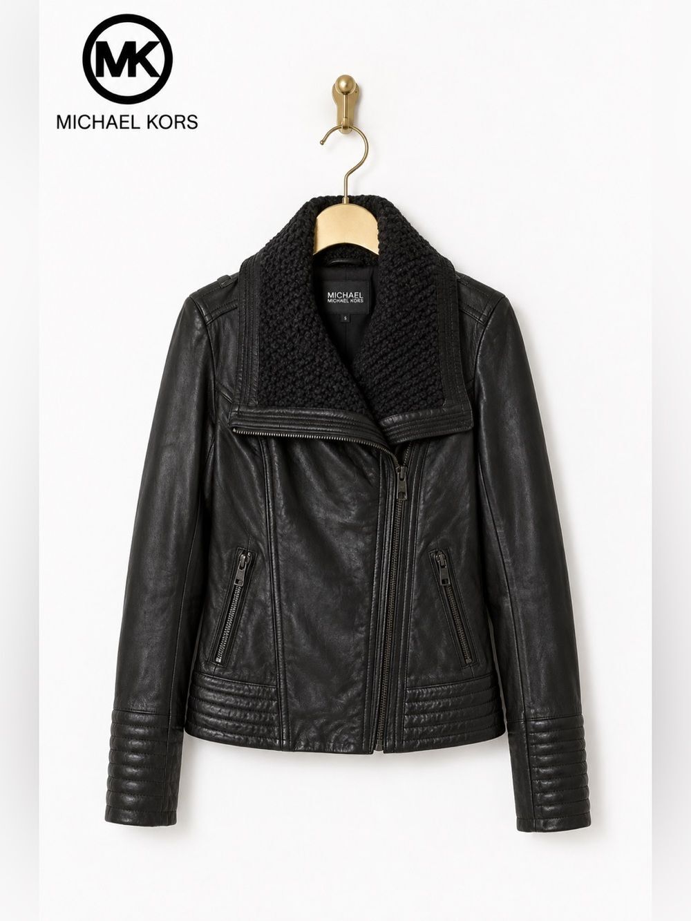 Michael Kors Leather Jacket with Quilted Accents NWOT!